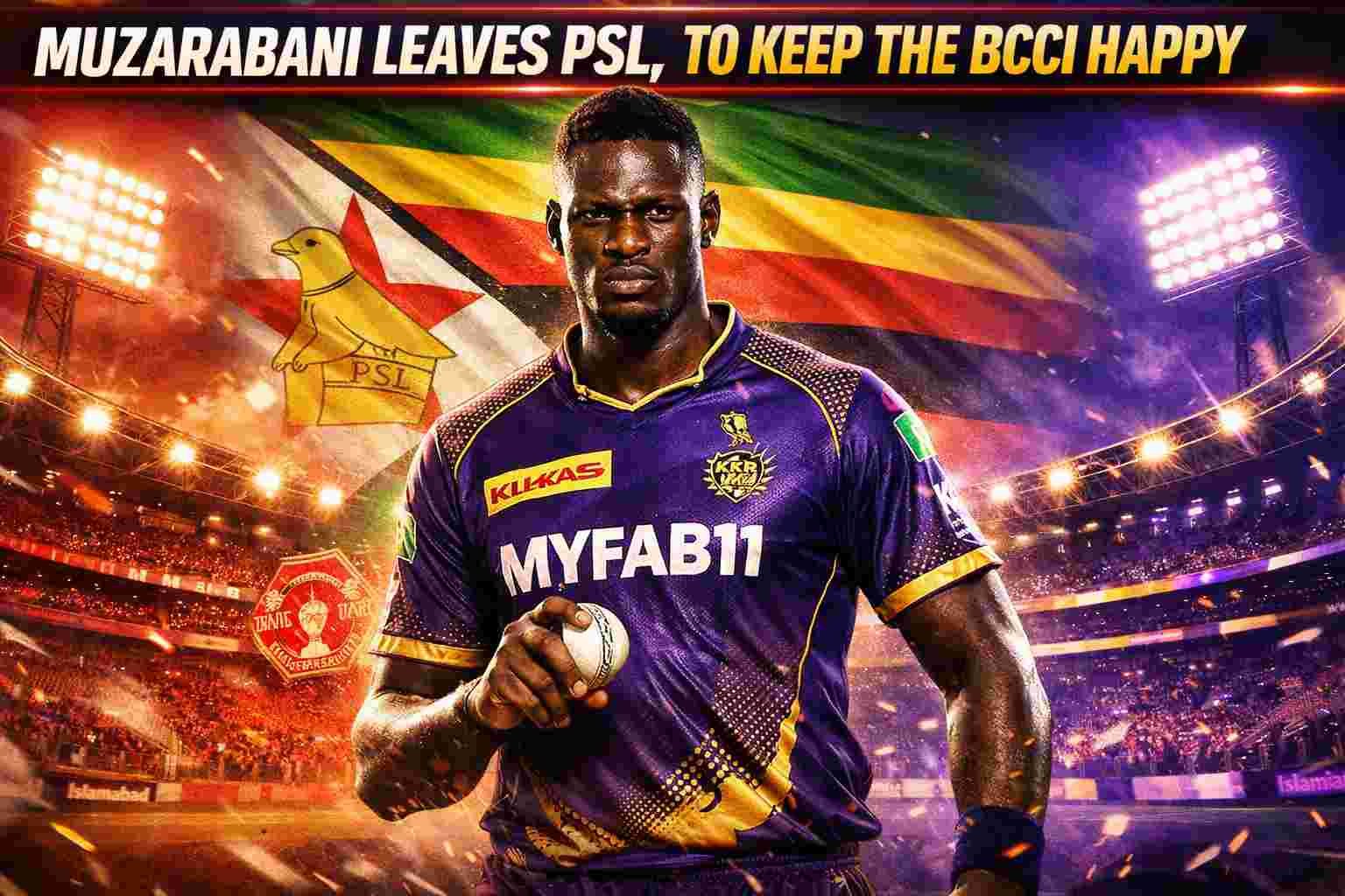 Blessing Muzarabani joining Kolkata Knight Riders in IPL after leaving PSL contract with Islamabad United.