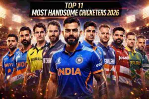 Top 11 most handsome cricketers in the world 2026 featuring Virat Kohli, KL Rahul, Shubman Gill, Pat Cummins and other international cricket stars.
